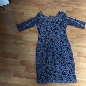 Grey Lace Dress with Built in Slip